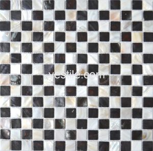 czarno-biała kratka mozaika z masy perłowej