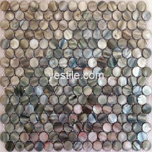 dyed grey blue round shell mosaic tile