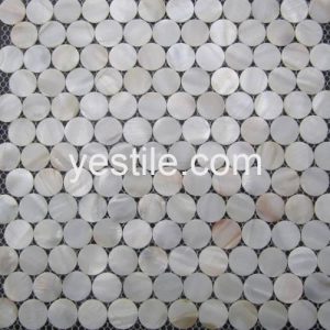 piastrella a mosaico in madreperla tonda penny bianco naturale