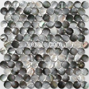 black penny round mother of pearl mosaic tile