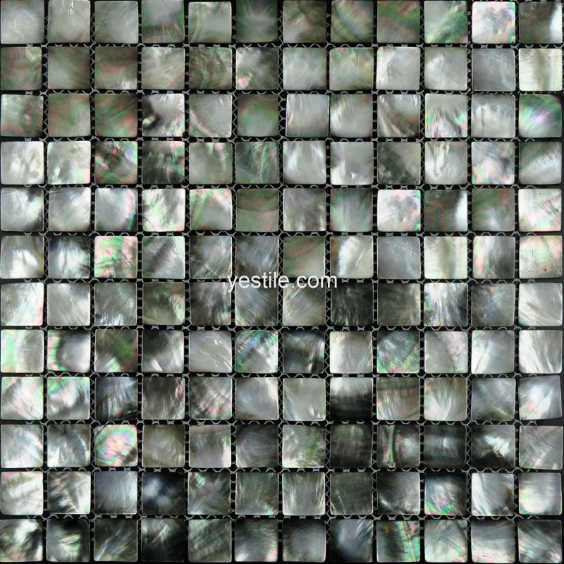 mosaico de nácar cuadrado negro