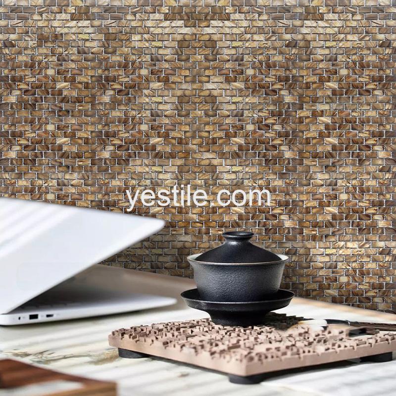 dyed coffee brown subway shell tile