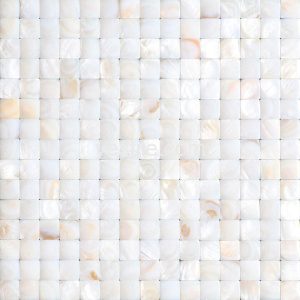 natural white square convex shell tile