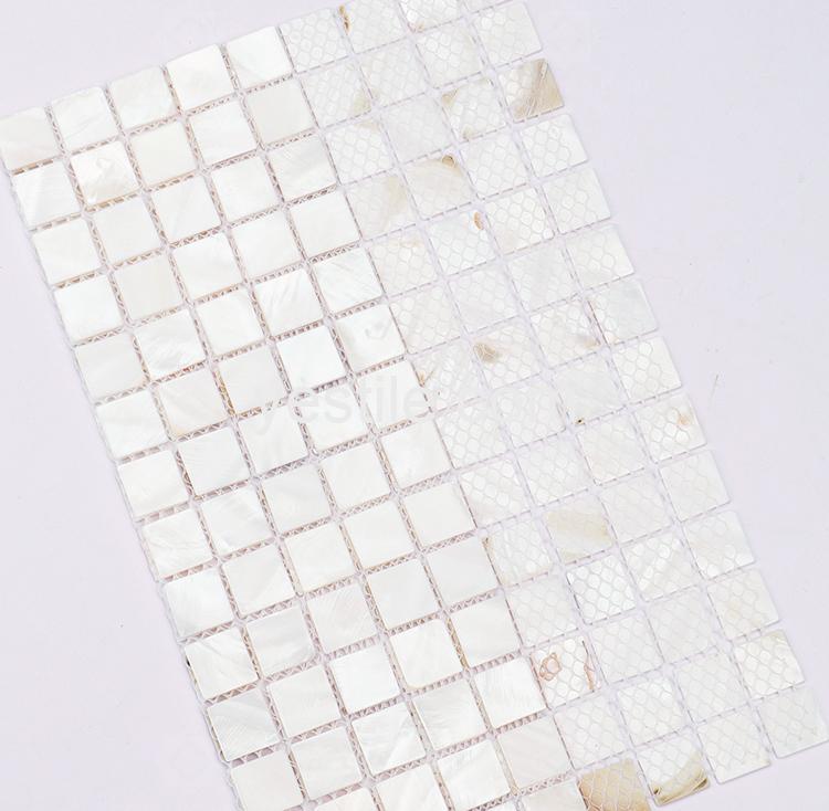 pure white square mother of pearl mosaic tile