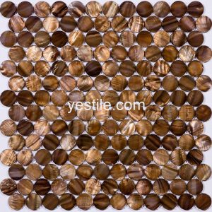 gefärbte kaffeebraune runde Perlmutt-Mosaikfliese