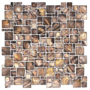 brown patterned mother of pearl mosaic tile