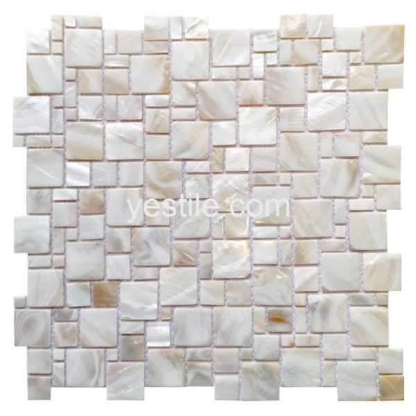 natural white patterned shell tile