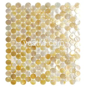 golden round mother of pearl mosaic tile
