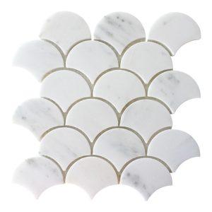 fish scale oriental white marble mosaic tile