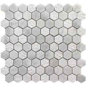 Hexagonal Bianco Carrara Marble Mosaic Tile
