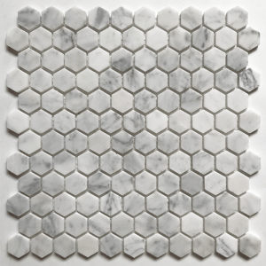hexagonal bianco carrara marble mosaic tile