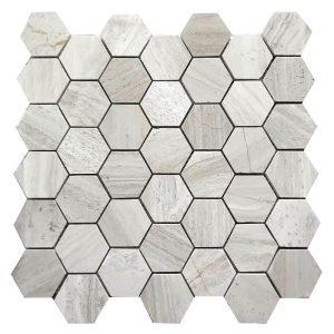 grey hexagonal wood grain marble mosaic tile
