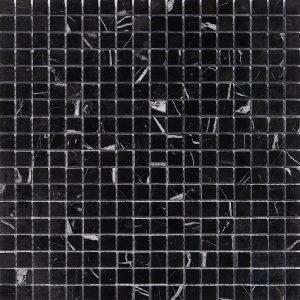 nero marquina marble mosaic tile 15x15mm
